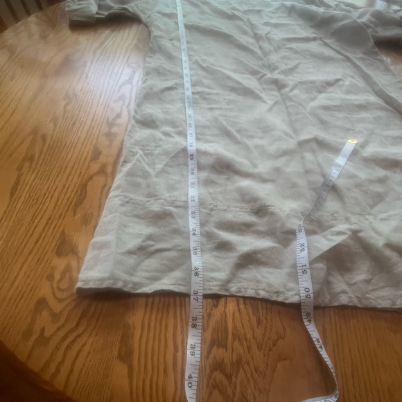 Rosemarie Made In Italy 100% Linen Taupe Minimalist Roll Tab Sleeve Dress M - Picture 7 of 10